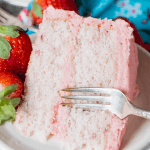 A close up of a piece of cake on a plate