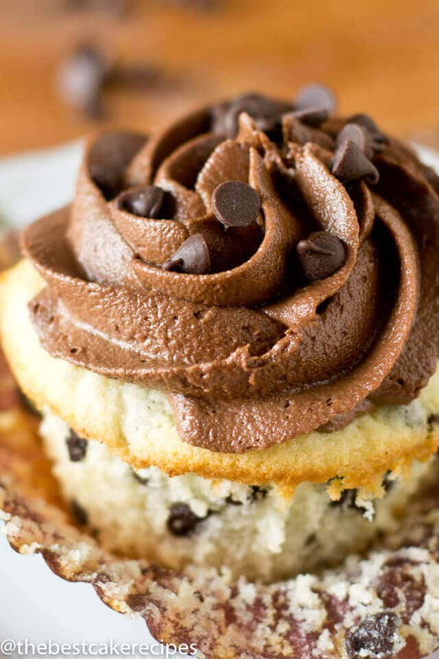 dark chocolate frosted cupcake