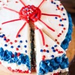 Get your kids involved in July 4th picnic prep with this Easy Patriotic Layer Cake. Decorated simply with Twizzlers and sprinkles for a cute, Independence Day dessert.