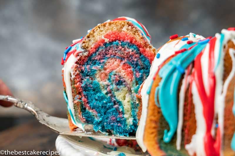 slice of cake on a spatula