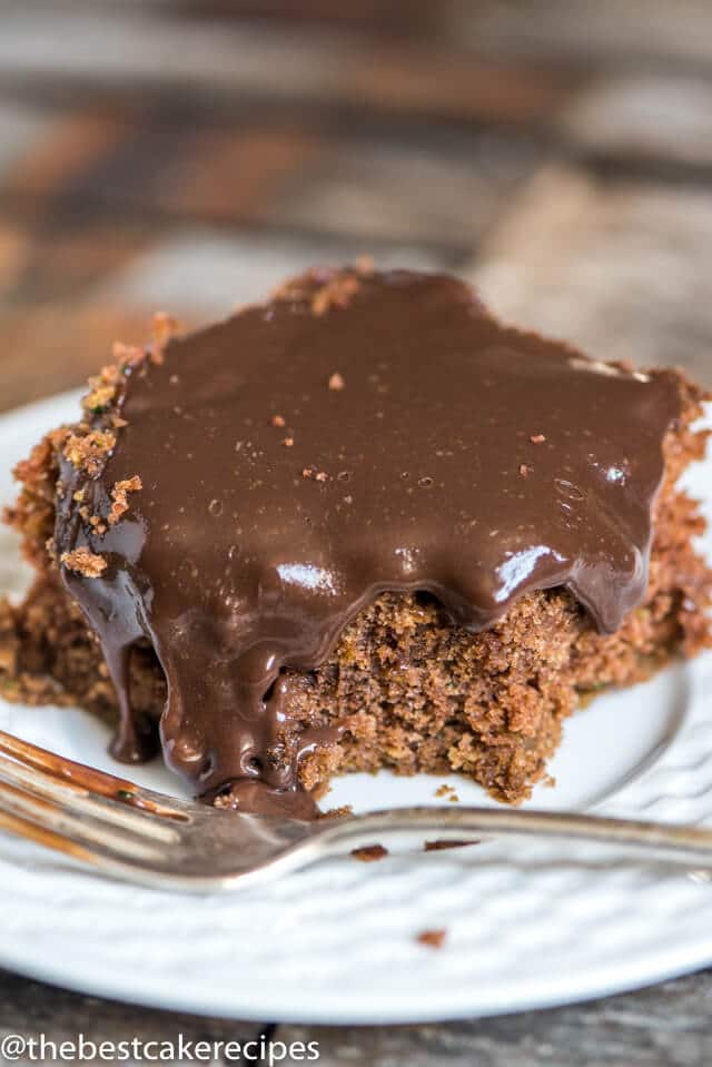 easy chocolate zucchini cake with fudge frosting