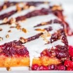 closeup of cranberry upside down cake