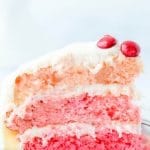 Pink Ombre Cake slice on a plate
