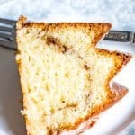 easy sour cream coffee cake on a plate