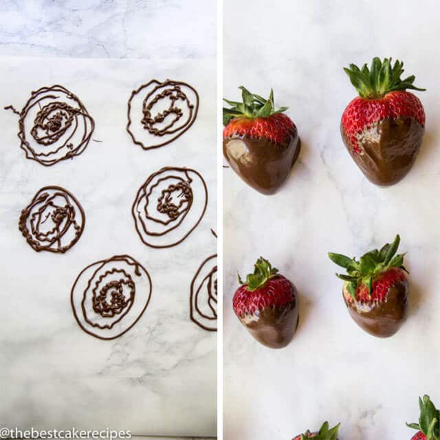 strawberry and chocolate decorations for chocolate cake