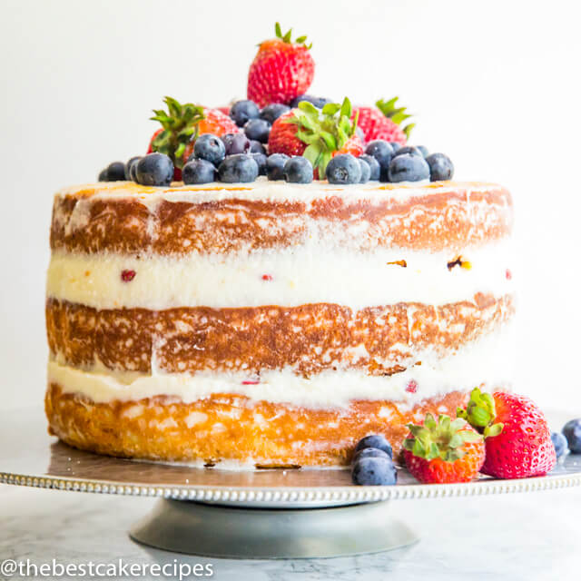 semi homemade white cake with fresh berries