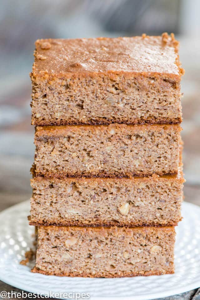 stack of healthy banana cake recipe with almond butter
