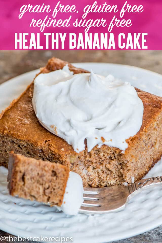 A piece of cake on a plate, with Banana cake and Cream