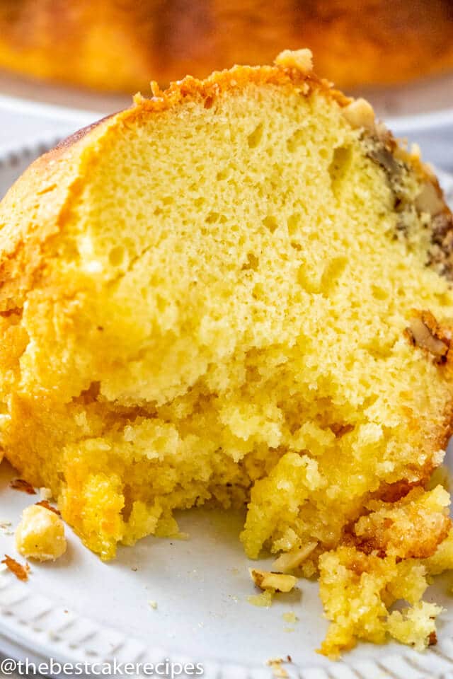 A close up of a slice of cake on a plate