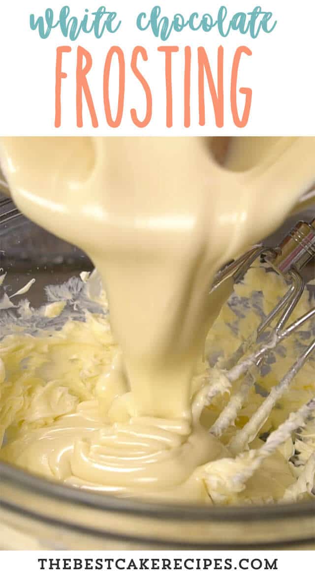 white chocolate pouring into mixing bowl
