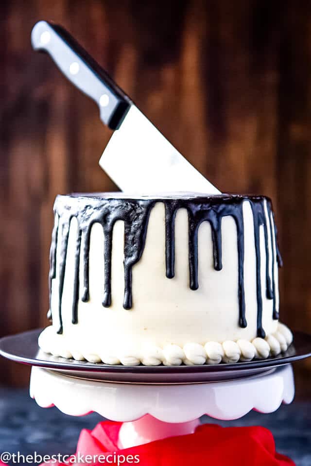 A cake with a knife