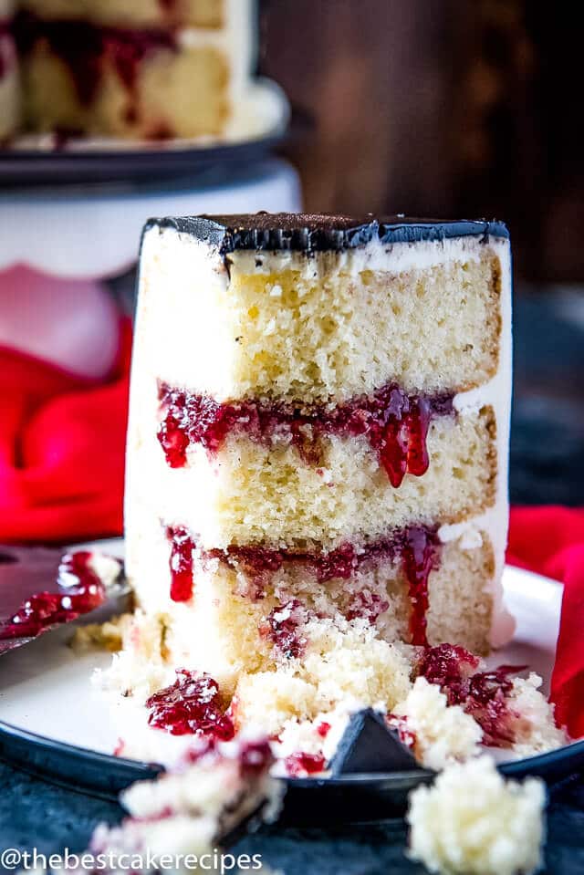 A close up of a slice of cake on a table