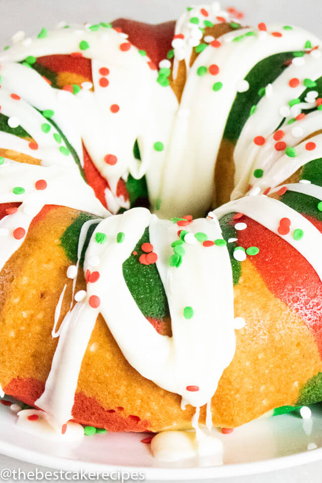 Tri-Colored Christmas Bundt Cake