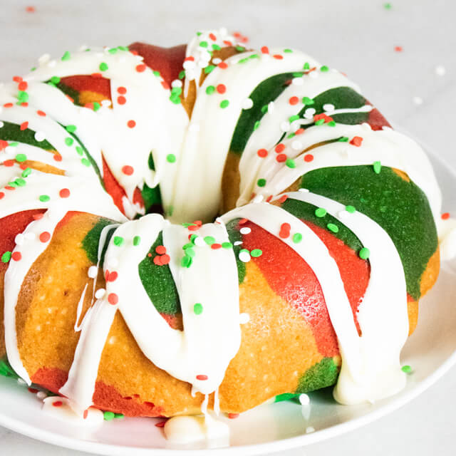 multicolored bundt cake