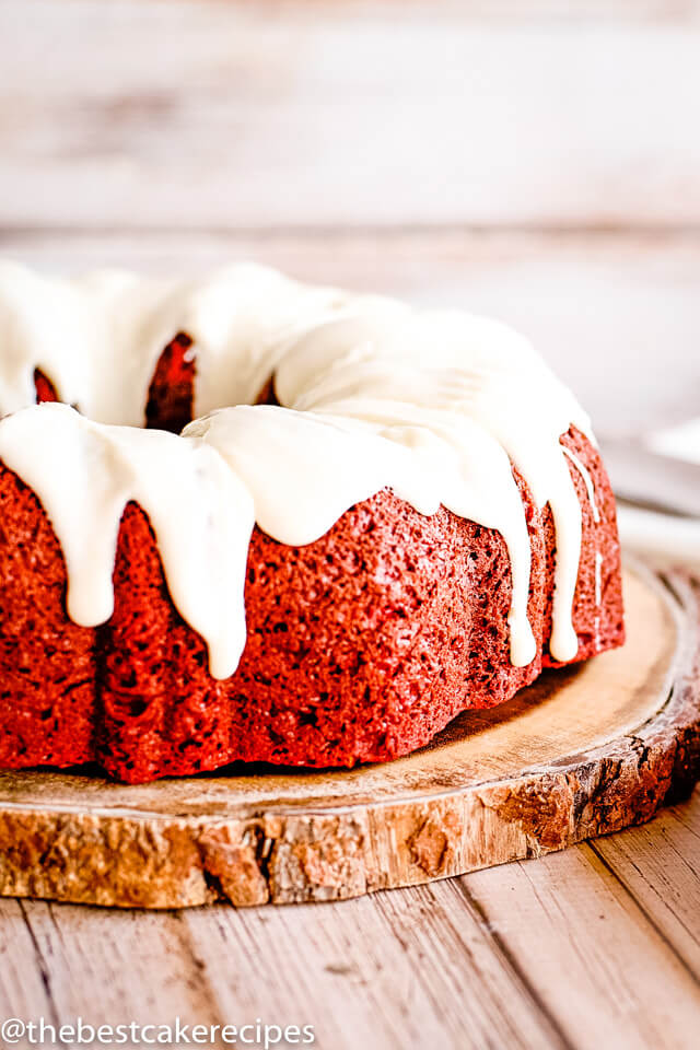 The Best Red Velvet Bundt Cake with Cream Cheese Glaze - Cake by