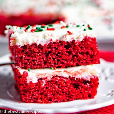 Red Velvet Sheet Cake Recipe with Cream Cheese Frosting and Sprinkles