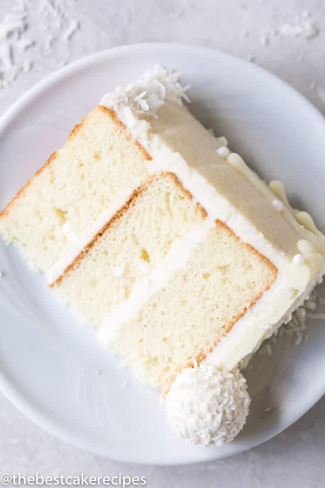 slice of peppermint white cake on a plate