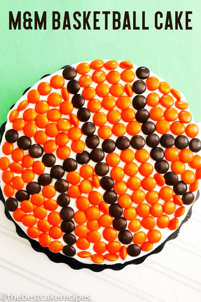 how to make a basketball cake with brown and orange m&ms