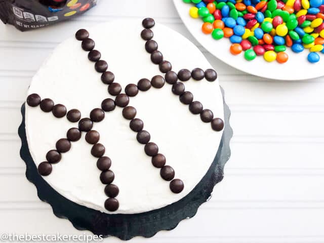 how to make a basketball cake with brown m&ms