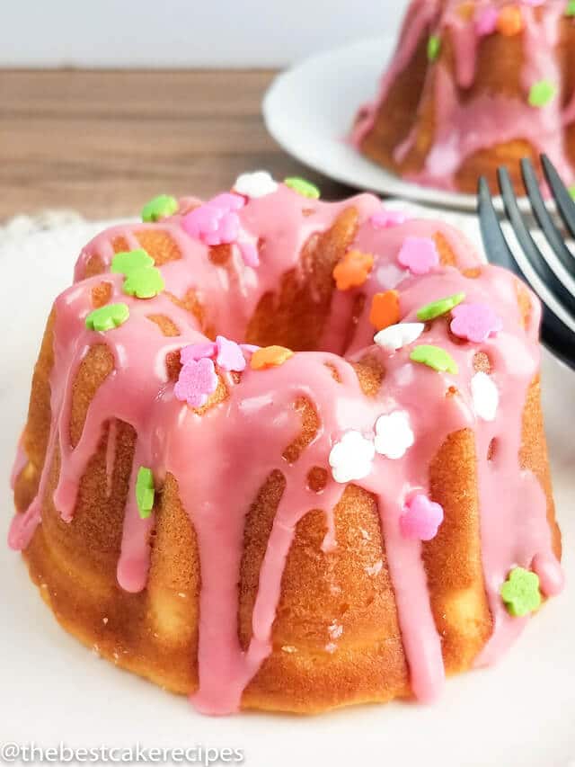 Mini Bundt Cake with flower sprinkles