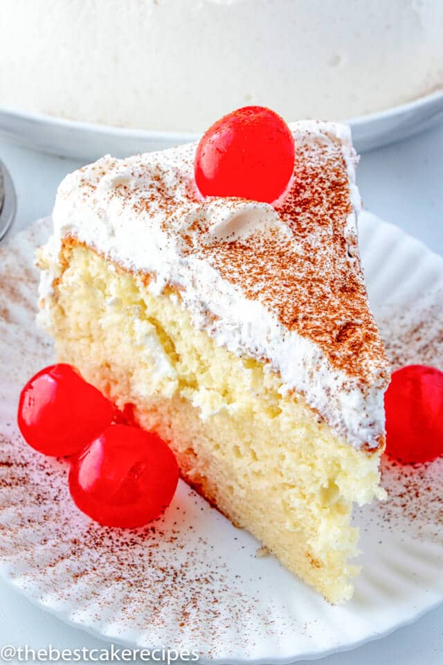 slice of Tres Leches Cake on a cake