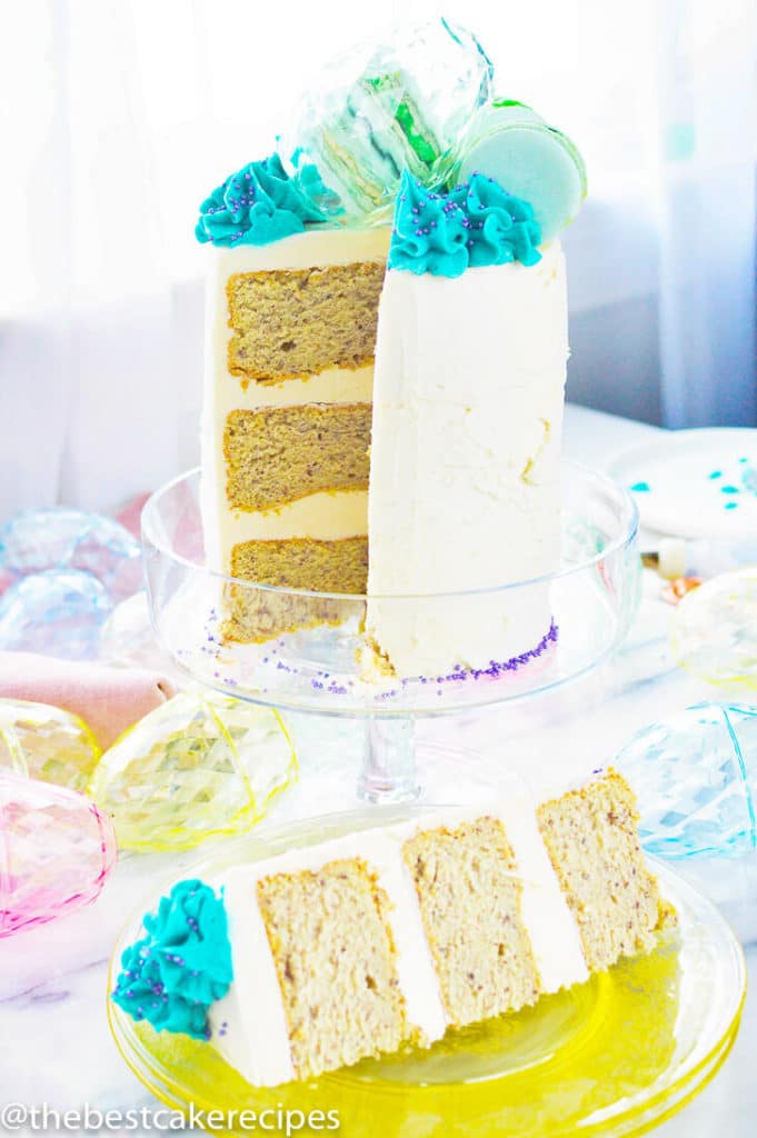 A slice of cake sitting on top of a table