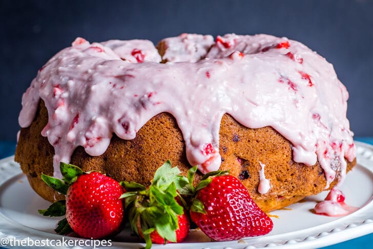 Fresh Strawberry Bundt Cake horizontal image