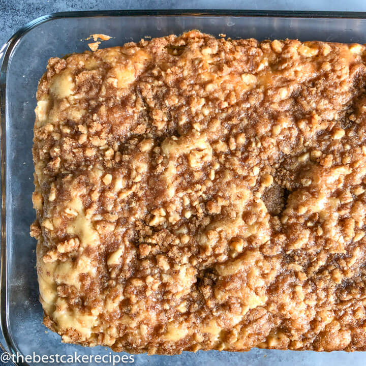 apple cake with nut streusel in pan