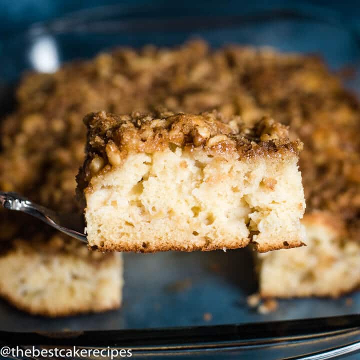 Apple Nut Crumb Cake on a spatula