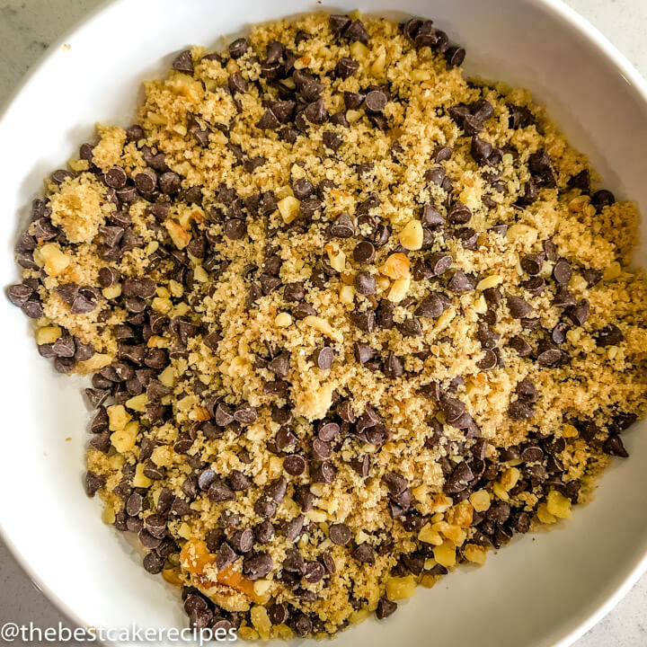 brown sugar, nut, chocolate chip streusel in a bowl