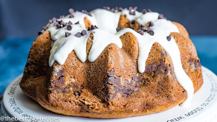 Chocolate Chip Bundt Cake on a plate