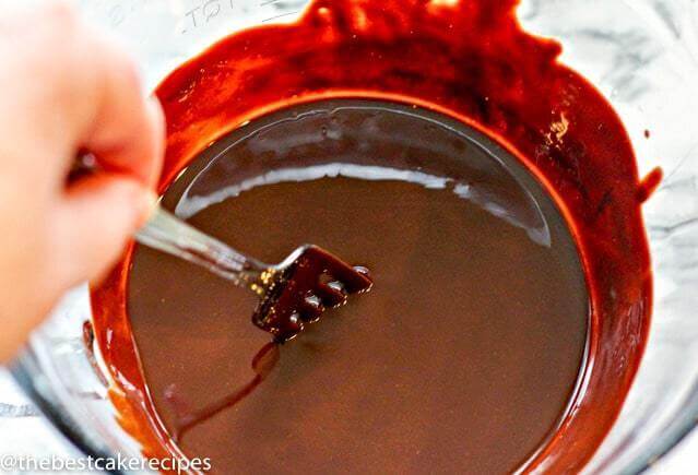 chocolate ganache in a mixing bowl