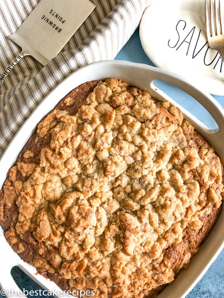 8x8 Spice Crumb Cake in baking pan