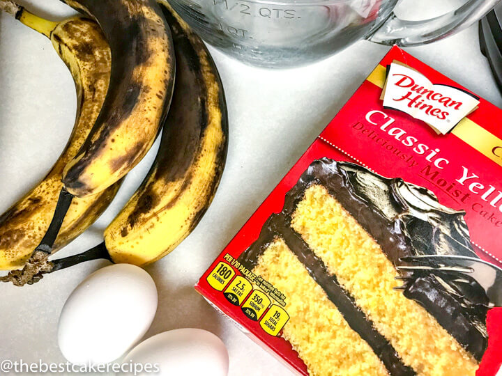 ingredients for banana cake on a table