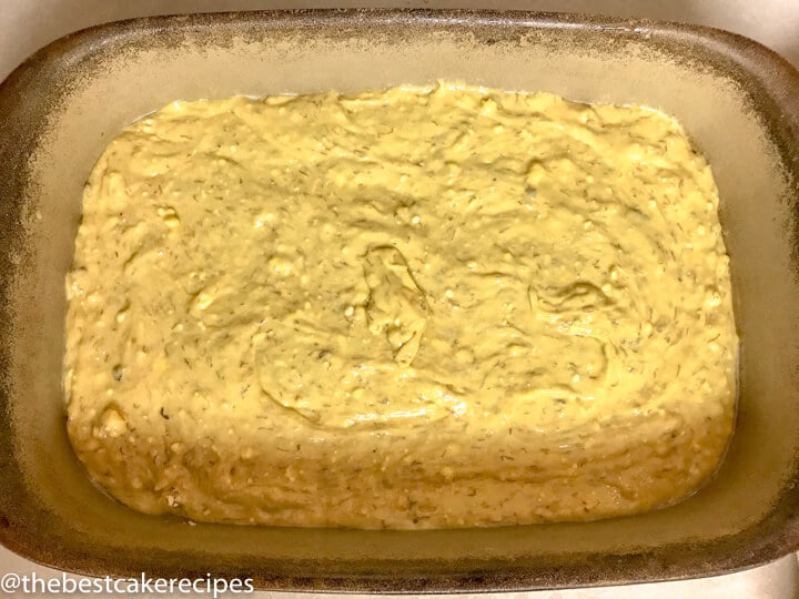 unbaked banana cake in pan