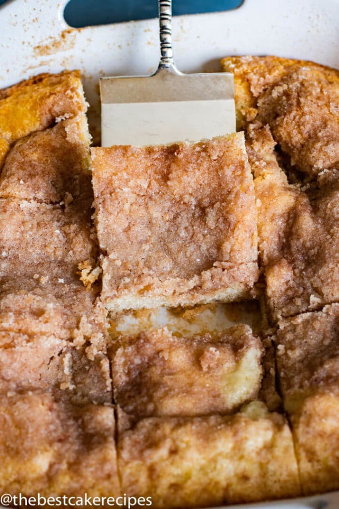 Easy Coffee Cake with piece on spatula