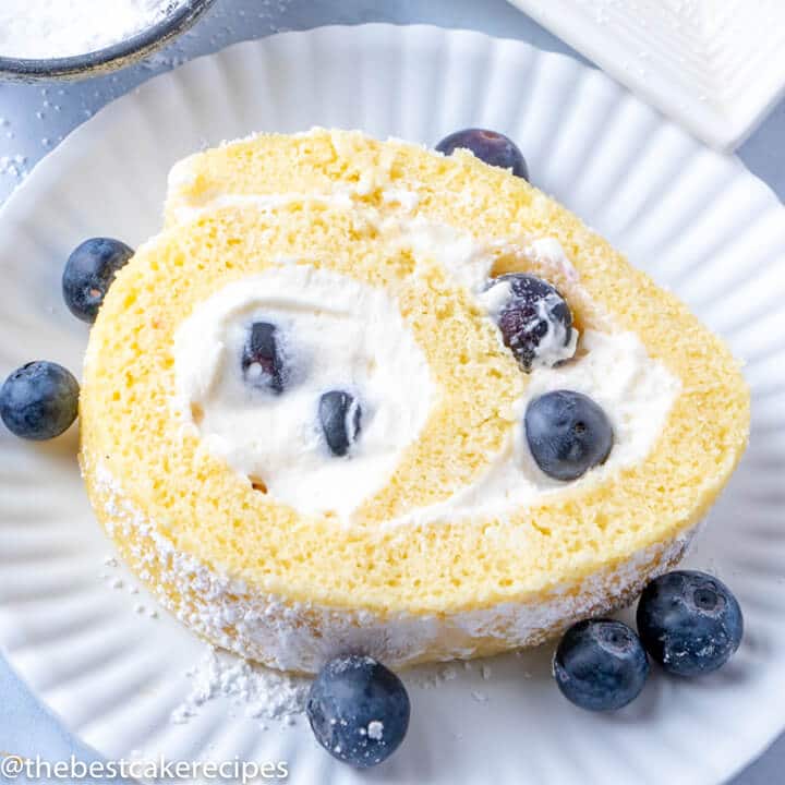 Blueberry Lemon Cake Roll Recipe {with Lemon Curd Cream Filling}