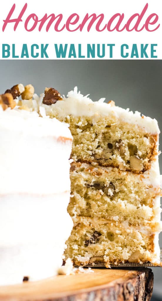 3 layers of delicious cake with that classic black walnut flavor. This Black Walnut Cake with cream cheese frosting is sure to become a favorite!