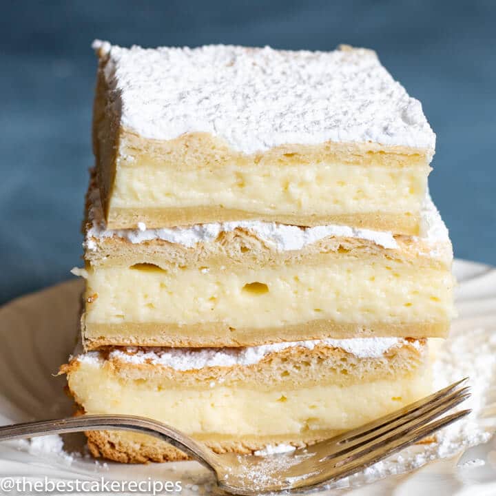 stack of breakfast cheesecake on a plate