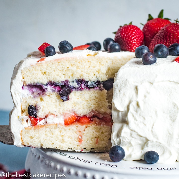 closeup of Patriotic Berry Cake