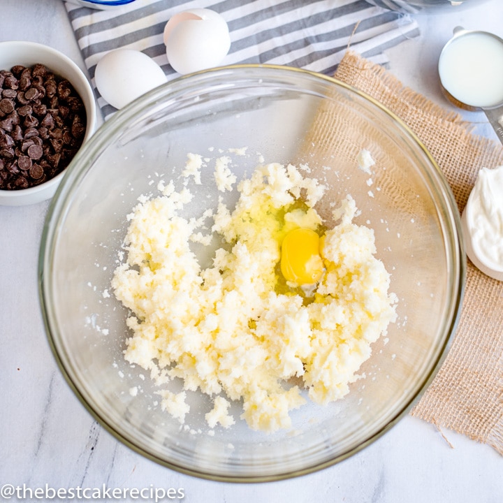 creamed butter and sugar with egg