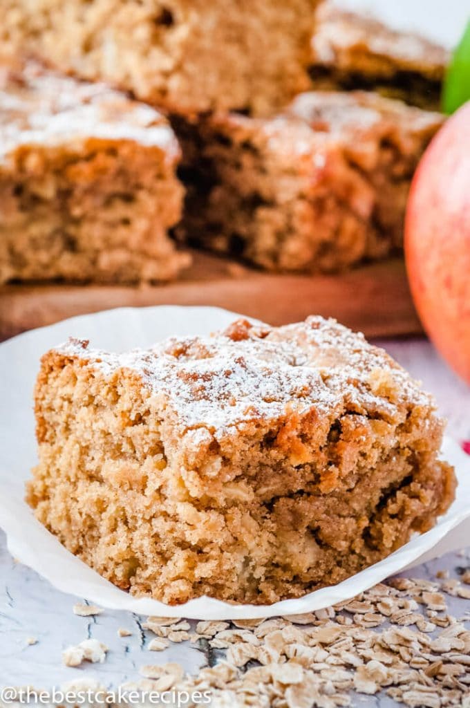 piece of Apple Oatmeal Snack Cake on a plate