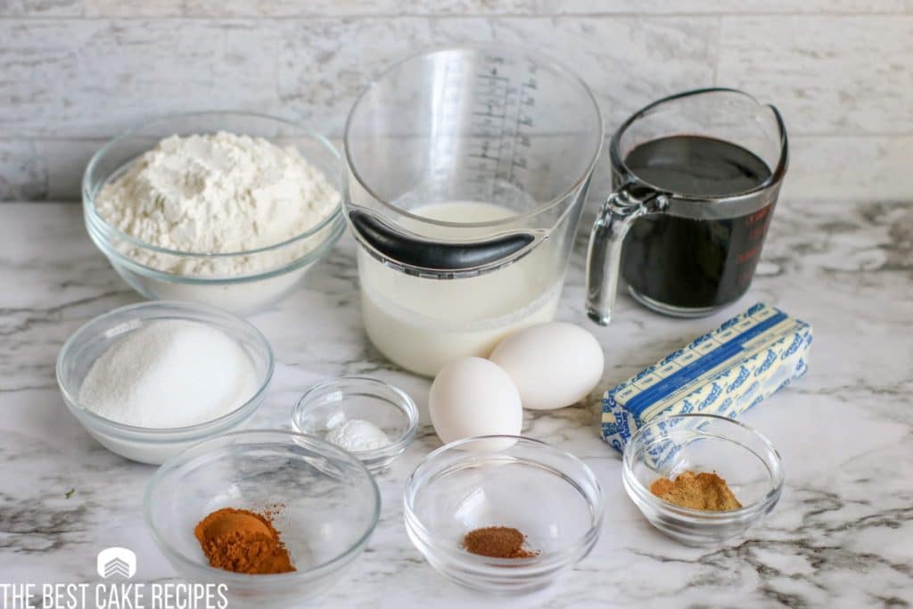 ingredients for Gingerbread Cake Recipe
