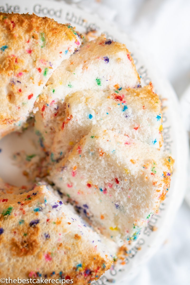 Funfetti Angel Food Cake Recipe {Low Fat Easy Sprinkle Birthday Cake}