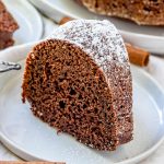 Pumpkin Chocolate Bundt Cake with powdered sugar