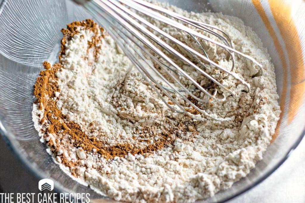 dry ingredients in mixing bowl with a whisk