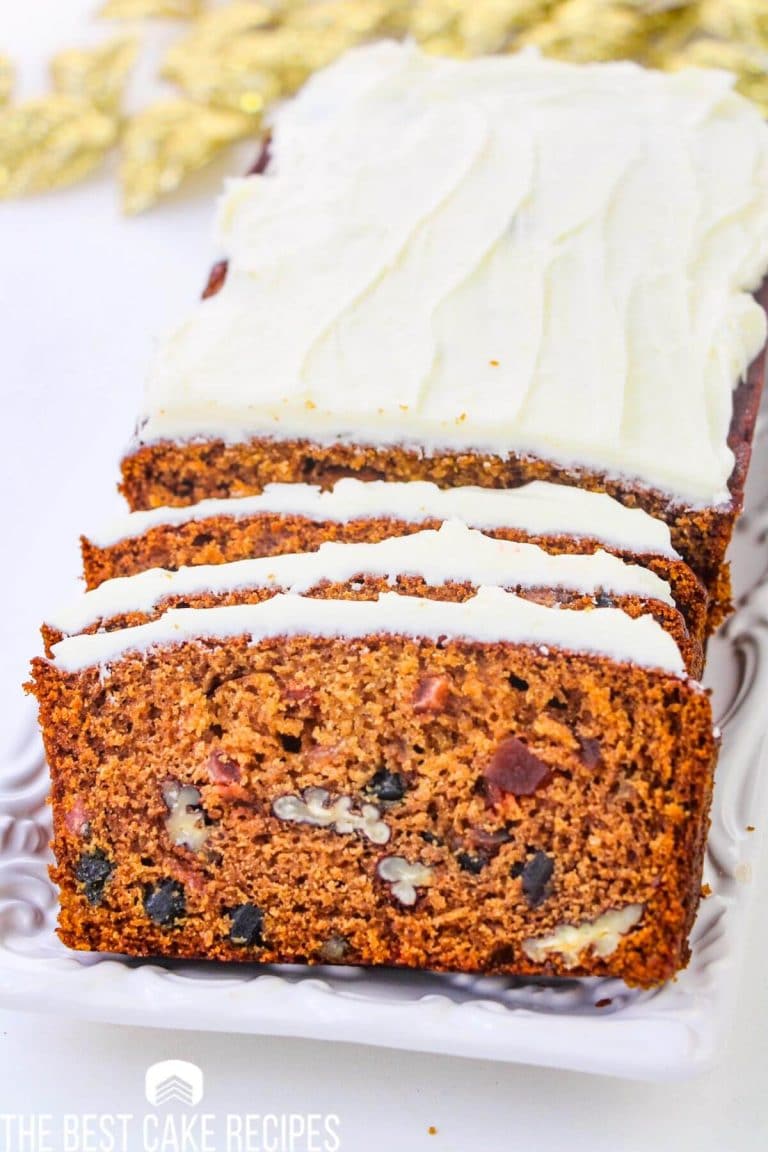 Fruit Cake Loaf {Easy Traditional Christmas Cake with Frosting}