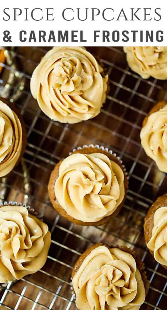 title image for spice cupcakes with caramel frosting