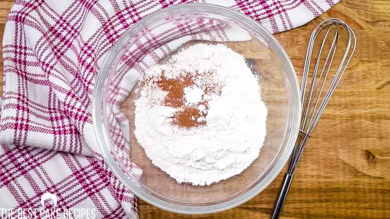 dry ingredients for cake in a bowl
