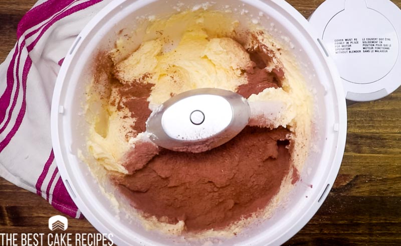 creaming butter with cocoa powder